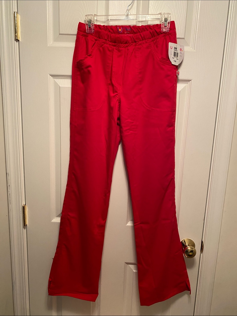 Urbane Red Flare Leg Scrub Pants…size XS Tall